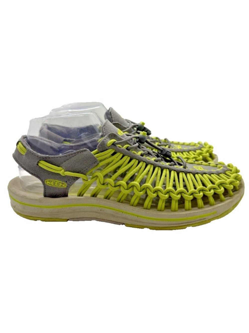 Keen Uneek Paracord Hiking Sandals Women's Size 9 Lime Green Gray Slip On Shoes